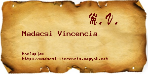 Madacsi Vincencia névjegykártya
